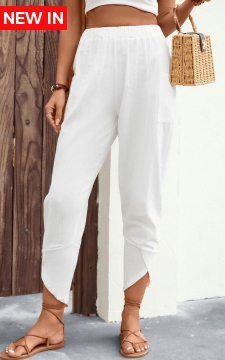 White Patchwork Jogger Elastic Waist High Waisted Pants