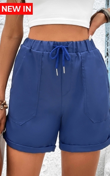 Navy Pocket Drawastring High Waisted Shorts
