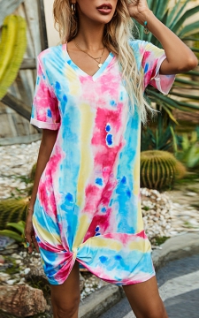 Twist Hem Tie Dye Print Multi Color Dress