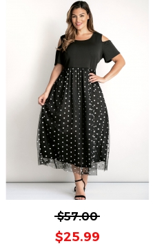 Plus Size Mesh Stitching Sequin Dress