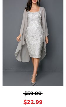 Open Front Cardigan and Tie Back Lace Sheath Dress