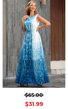 Sleeveless V Back Tie Dye Print Maxi Dress