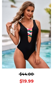 Rainbow Color Cross Strap One Piece Swimwear