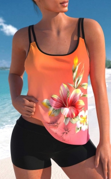 Floral Print Multi Color Tankini Top
