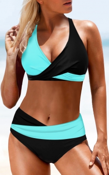 Tie Back Black Contrast Bikini Top