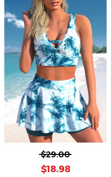 Cut Out Tie Dye Print Bikini Top
