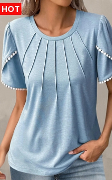 Light Blue Patchwork Short Sleeve T Shirt