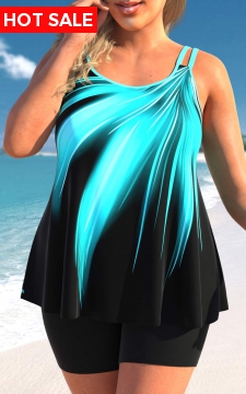Plus Size Cyan Ombre Tankini Top