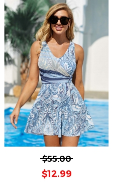 Tribal Print Wide Strap Swimdress and Shorts