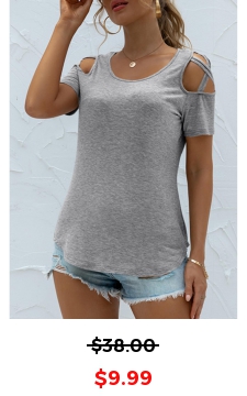 Cold Shoulder Light Grey Round Neck T Shirt