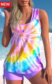 Multi Color Three-piece High Waisted Tankini Set