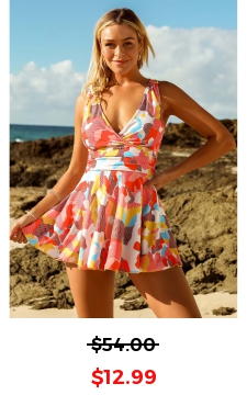 Printed Wide Strap Cross Front Swimdress and Shorts