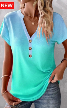 Mint Green Button Ombre Short Sleeve T Shirt