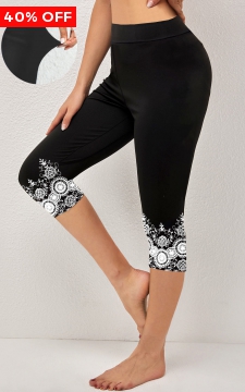 Black Tribal Print High Waisted Capri Leggings