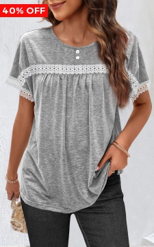 Light Grey Marl Ruched Short Sleeve T Shirt