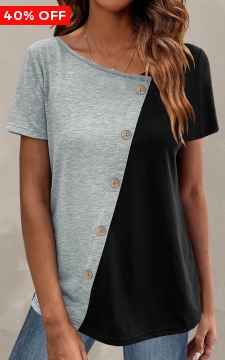 Light Grey Marl Button Short Sleeve T Shirt