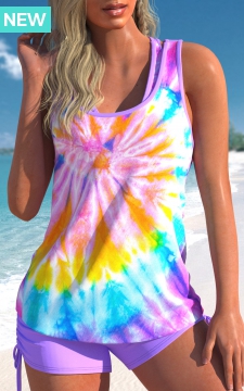Multi Color Three-piece High Waisted Tankini Set