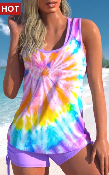 Multi Color Three-piece High Waisted Tankini Set