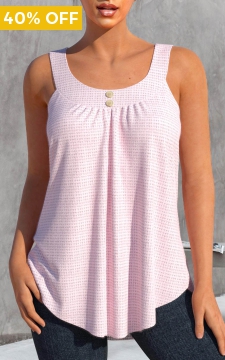 Light Pink Button Scoop Neck Tank Top