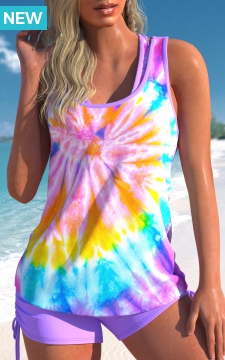 Multi Color Three-piece High Waisted Tankini Set