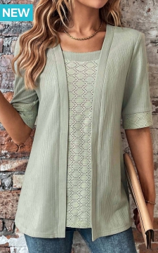 Sage Green Fake 2in1 Half Sleeve T Shirt