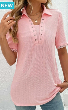 Pink Eyelet Short Sleeve T Shirt