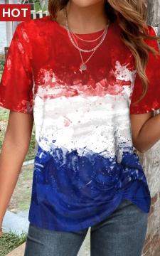 Multi Color Twist Flag Print T Shirt