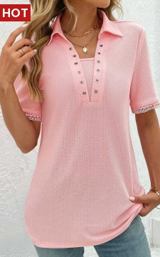 Pink Eyelet Short Sleeve T Shirt