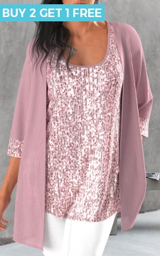 Light Pink Sequin Tank Top and Cardigan
