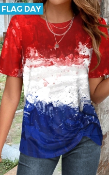 Multi Color Twist Flag Print T Shirt
