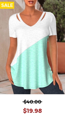 Mint Green Patchwork Short Sleeve T Shirt