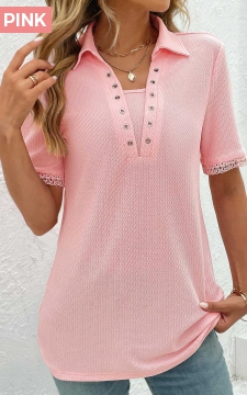 Pink Eyelet Short Sleeve T Shirt