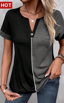 Dark Grey Marl Button Short Sleeve T Shirt