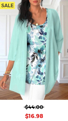 Mint Green Two Piece Tank Top and Cardigan