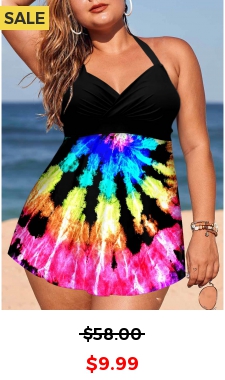 Mid Waisted Plus Size Tie Swimdress and Panty