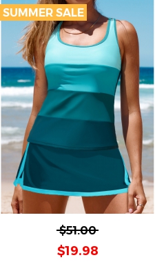 Split Mid Waisted Turquoise Tankini Set