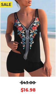 Multi Color Double Straps Tribal Print Tankini Top