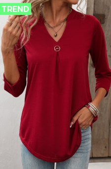 Wine Red Lightweight Circular Ring T Shirt