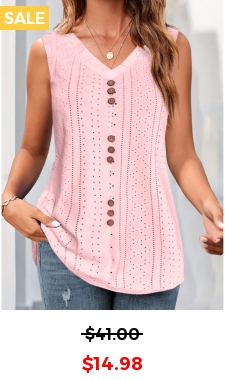 Pink Button V Neck Tank Top