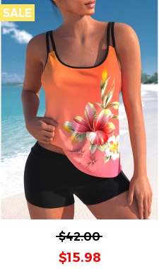 Floral Print Multi Color Tankini Top