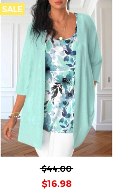 Mint Green Two Piece Tank Top and Cardigan