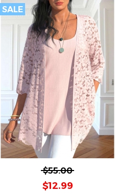 Light Pink Lace Tank Top and Cardigan