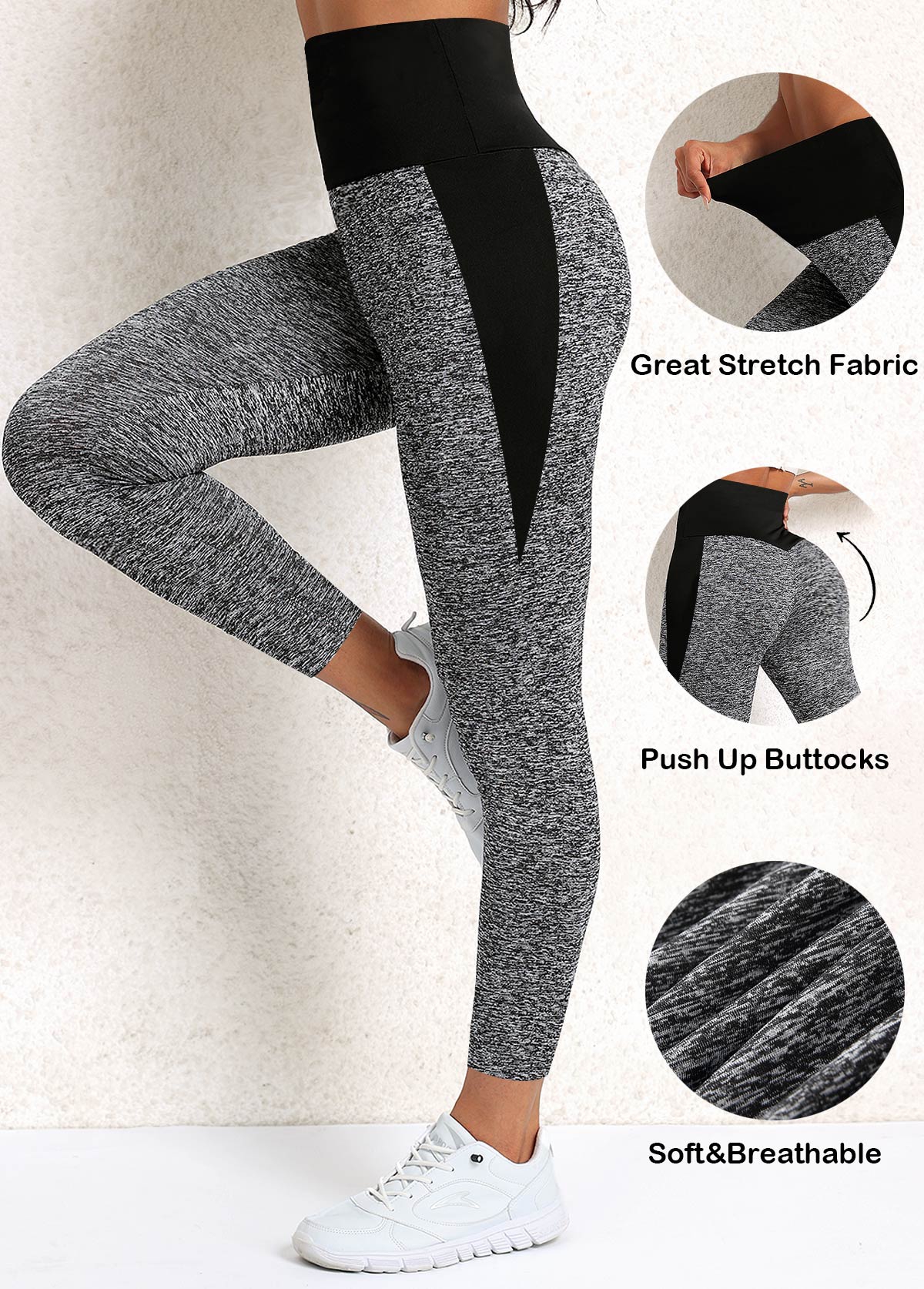 Dark Grey Marl Patchwork Skinny Yoga Legging