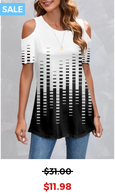 Cold Shoulder Geometric Print White T Shirt