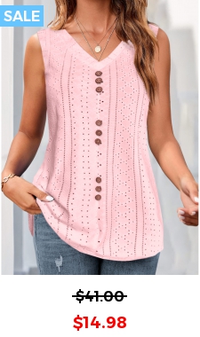 Pink Button V Neck Tank Top