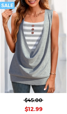 Light Grey Fake 2in1 Striped Tank Top