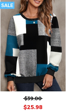 Multi Color Geometric Print Long Sleeve Sweatshirt