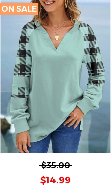 Mint Green Tartan Print Long Sleeve Sweatshirt