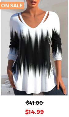 Black Cut Out Ombre Long Sleeve T Shirt