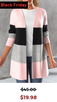 Light Pink Long Sleeve Open Front Cardigan